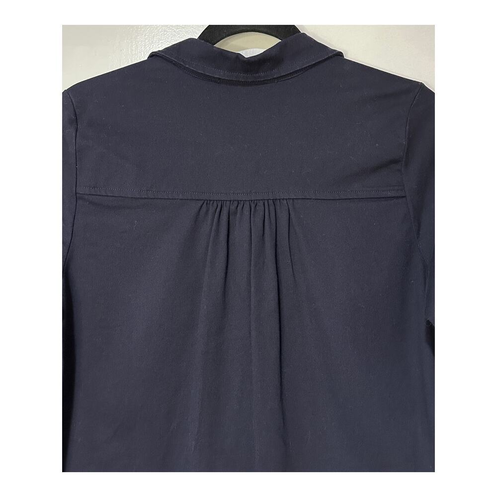 Edward An Navy Cotton Twill Long Sleeve Shirt Dress Size Small EUC Collar - Picture 9 of 15